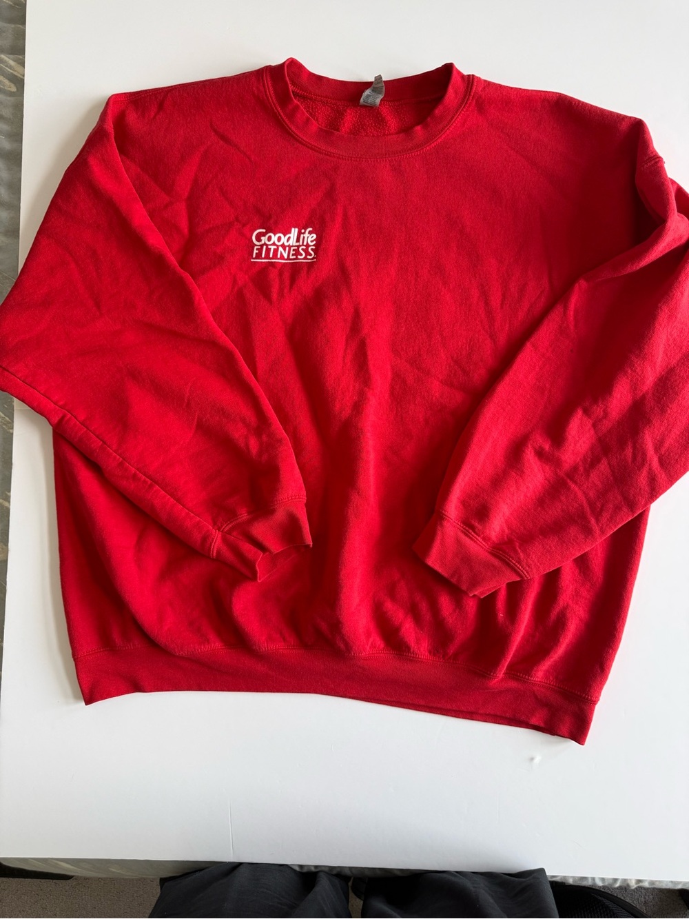 Gildan Red Crewneck Sweatshirt with GoodLife Fitness Logo